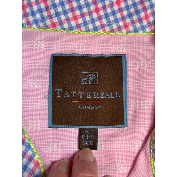 Tattersall London Mens Long Sleeve Size XL Button Up Pink Check Shirt - Picture 4 of 6